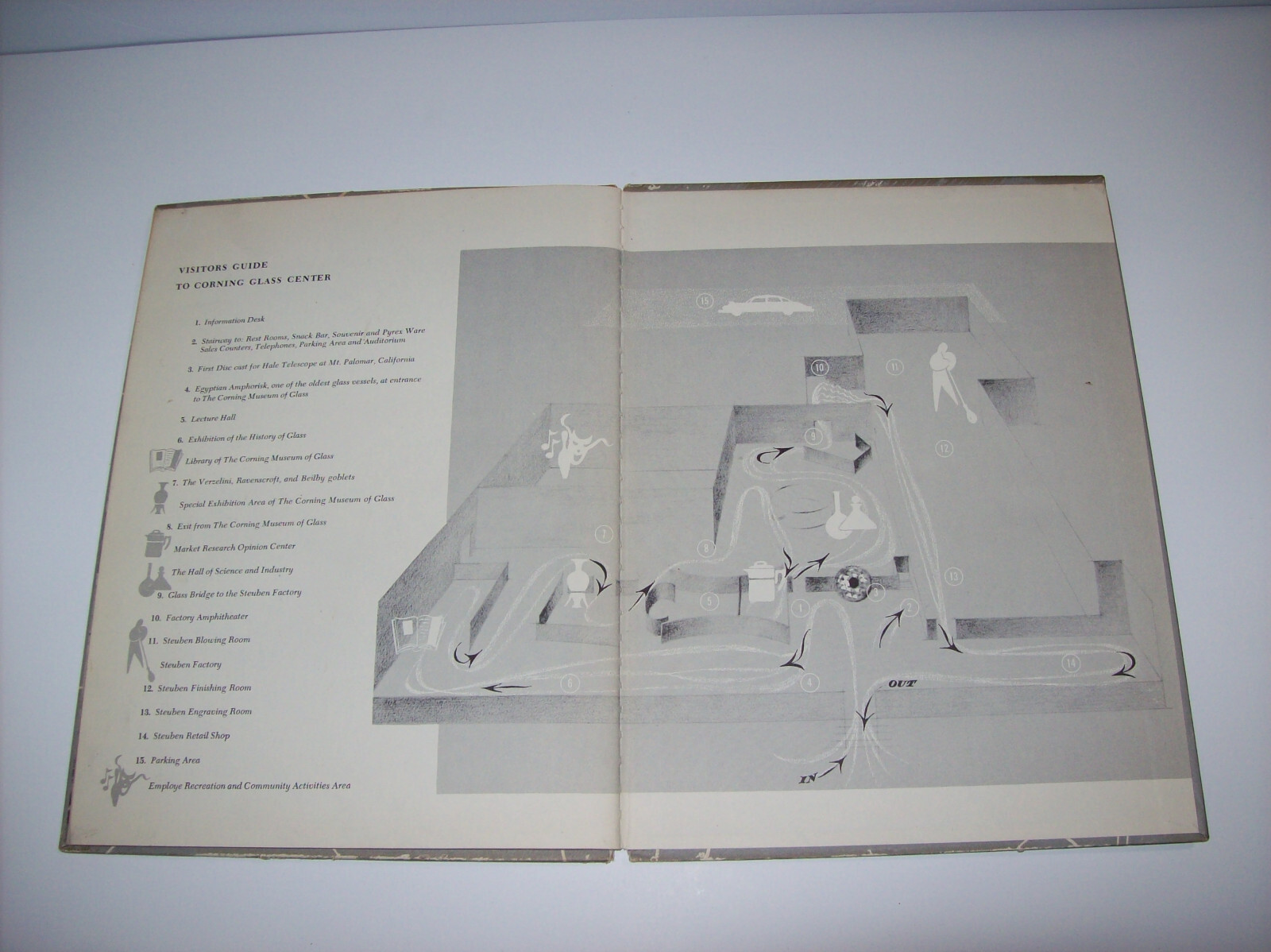 CORNING GLASS CENTER, 1952, Vintage Visitor Souvenir Book