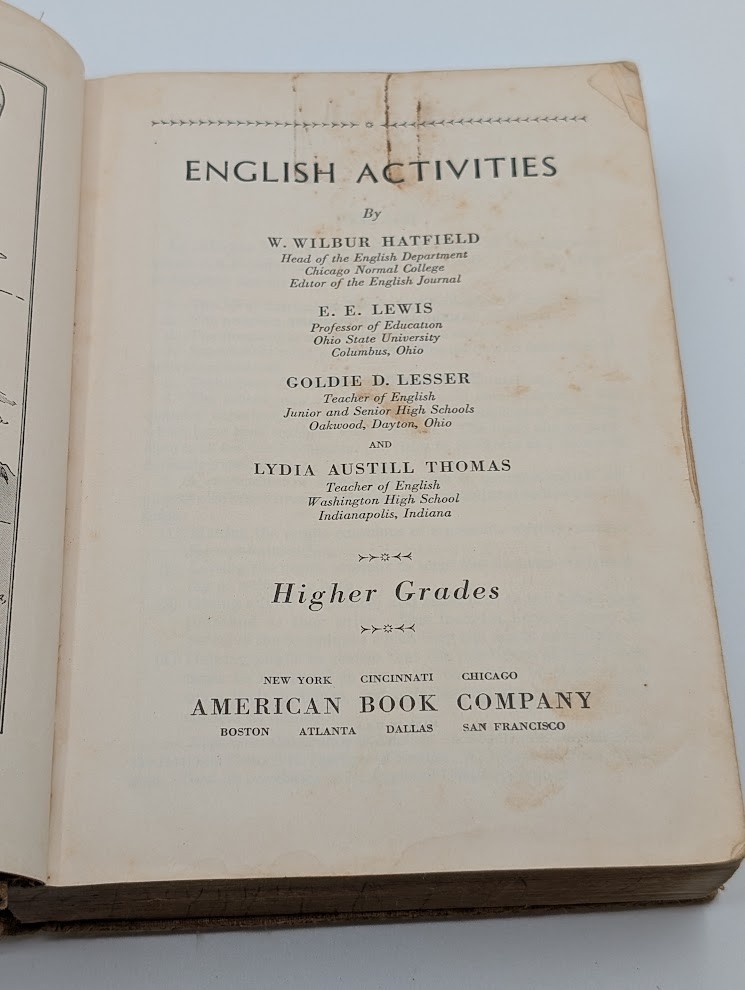 English Activities – Higher Grades – HC 1936 – Acceptable Condition