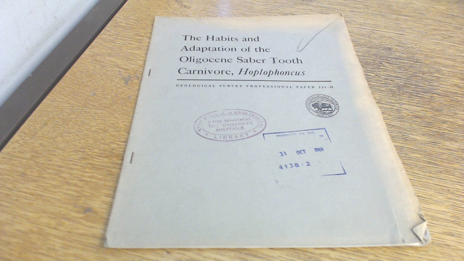 Professional Paper 221-H , The Habits and Adaptation of the Oligo