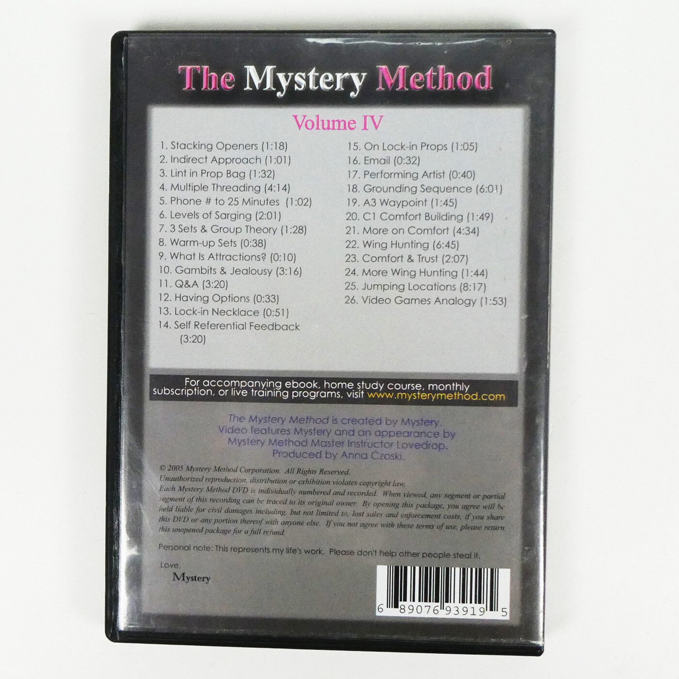 THE MYSTERY METHOD VIDEO ARCHIVES 5 DVDs Pick-Up Artist Seduction how to women