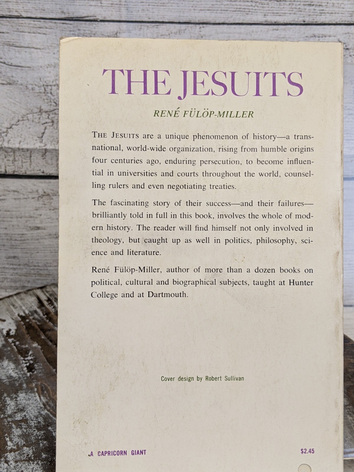 The Jesuits A History of Society of Jesus by Rene Fulop-Miller 1963 Paperback