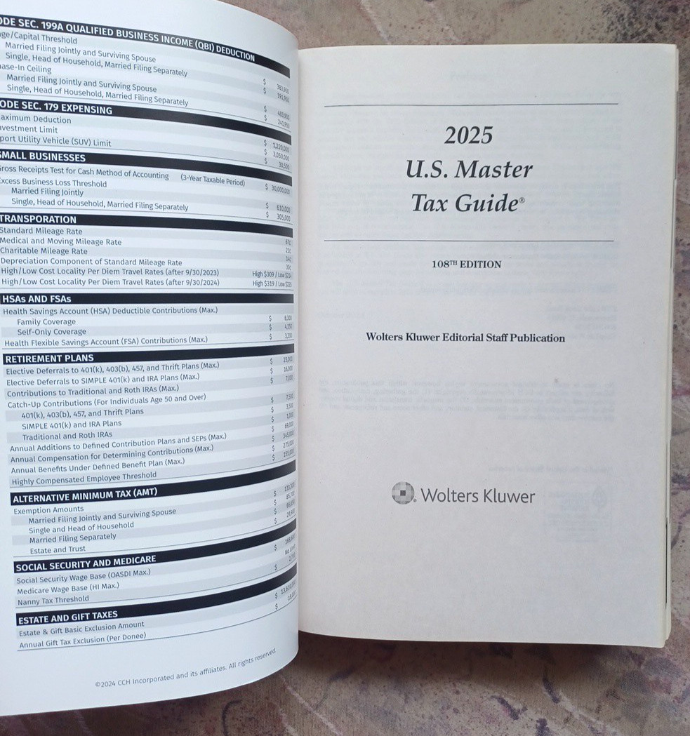 U.S. Master Tax Guide (2025) by Wolters Kluwer US Editorial Staff 108th Edition