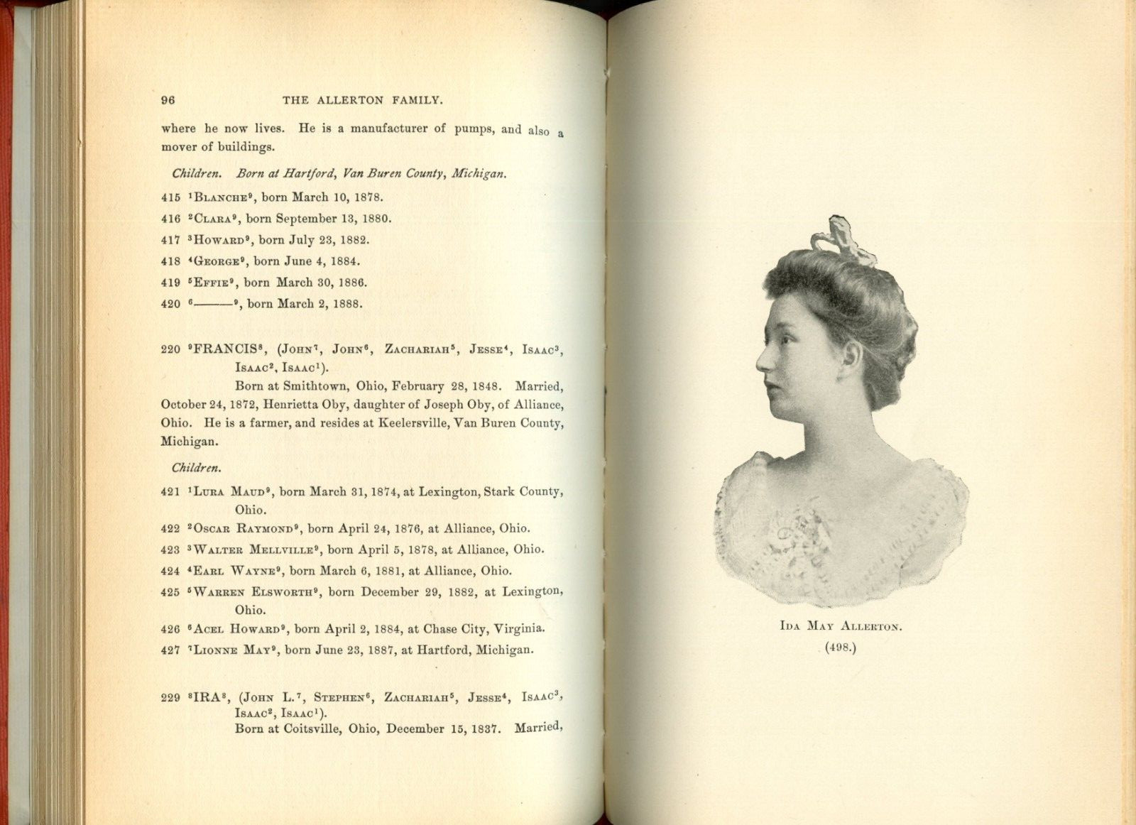 Allerton Family 1585-1885 by Walter S Allerton Horace Currier Genealogy HB Ills