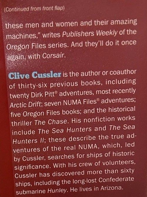 Signed x2 Corsair Clive Cussler Jack Du Brul 2009 HCDJ Putnam Books Very Good