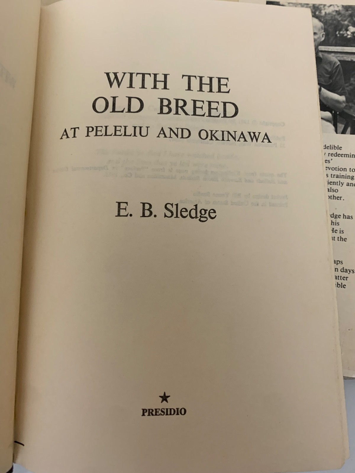 With the Old Breed at Peleliu and Okinawa by E. B. Sledge 1981 HCDJ BCE Good