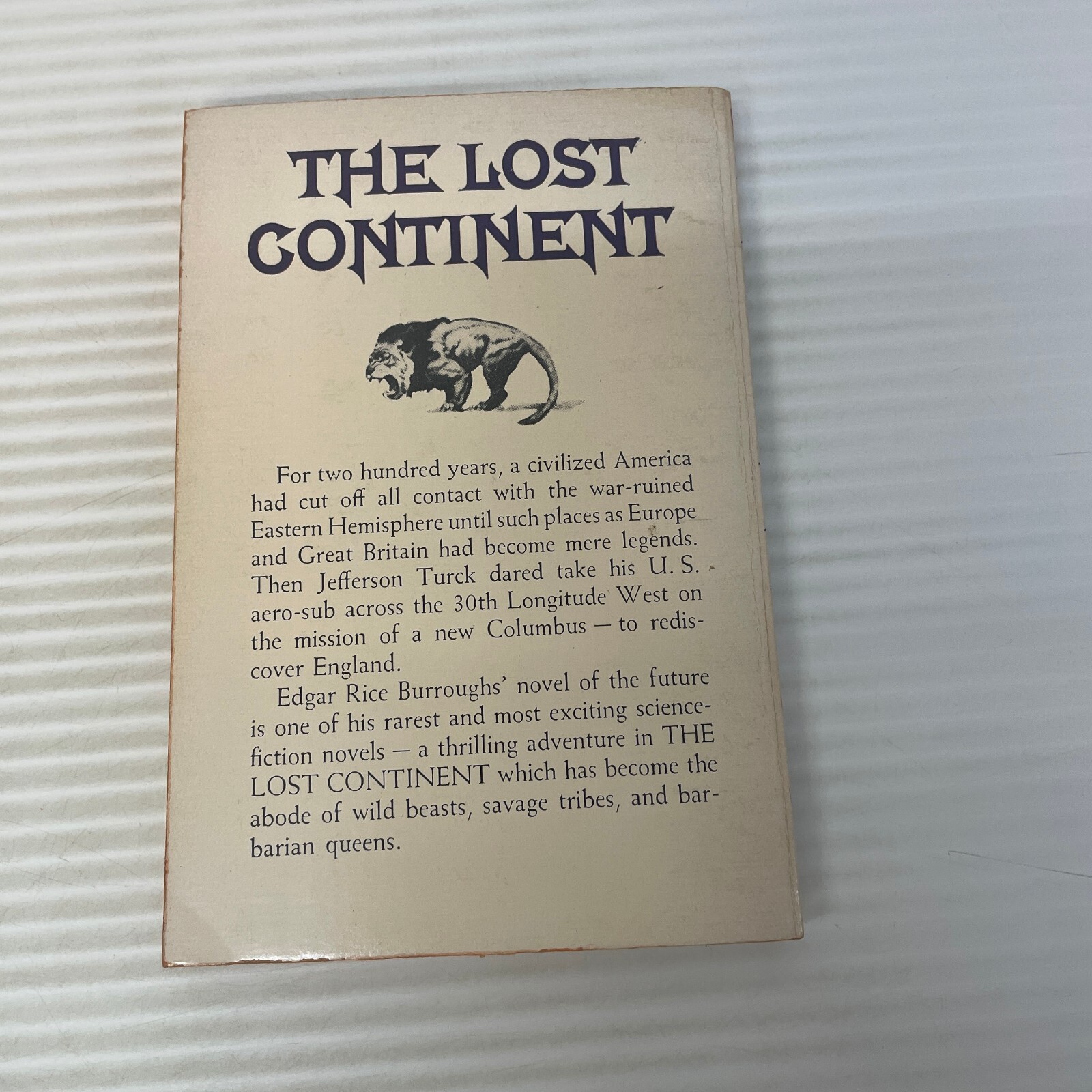 The Lost Continent Science Fiction Paperback Book by Edgar Rice Burroughs 1972