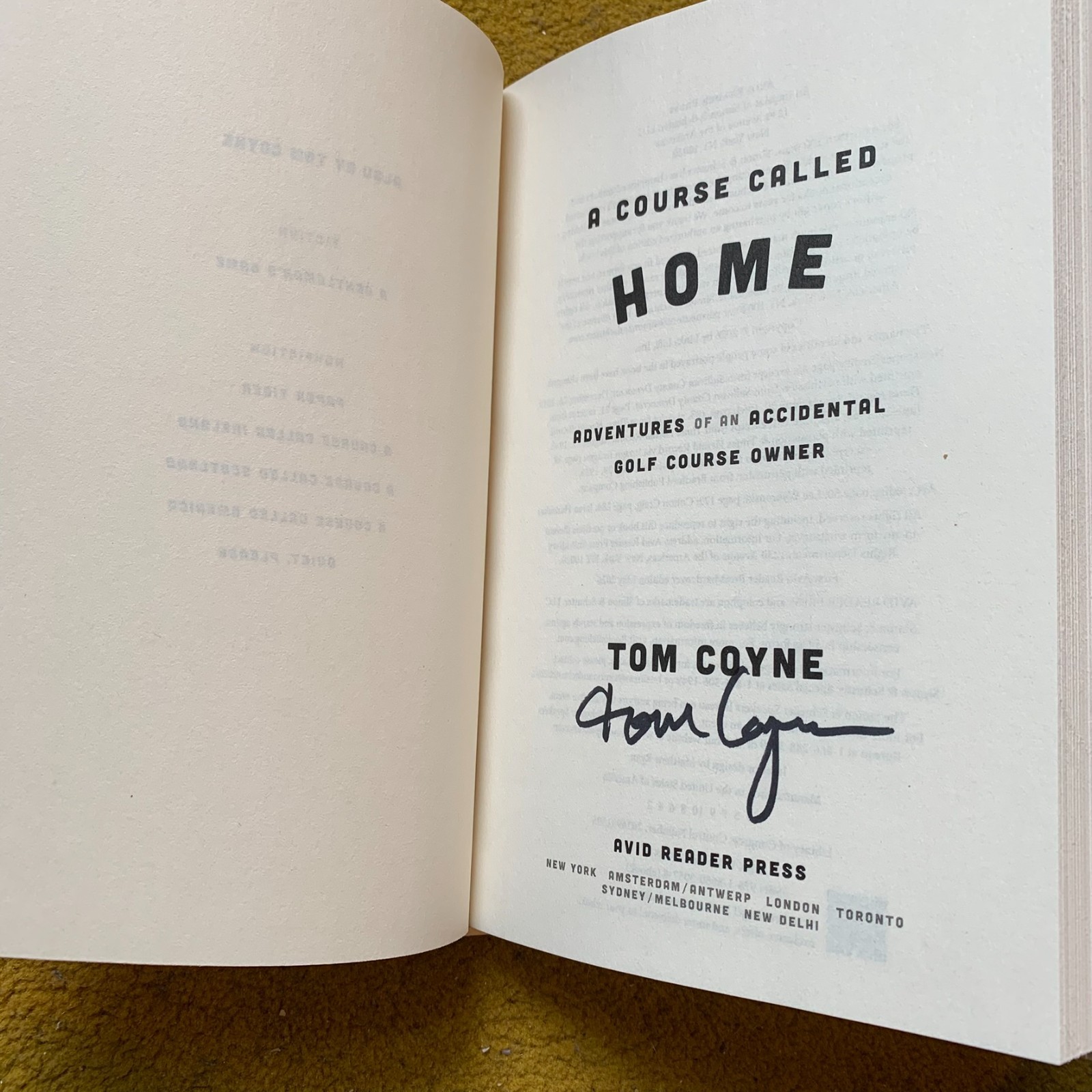 A Course Called Home by Tom Coyne- Signed