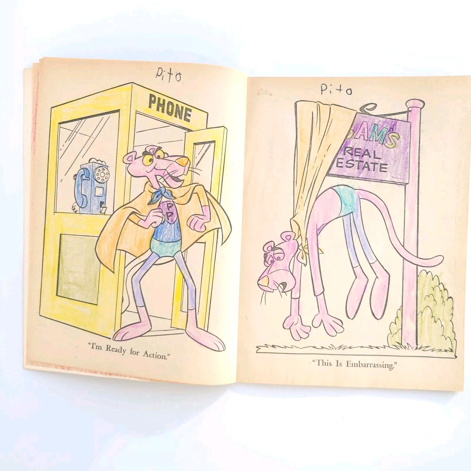 Vtg 1975 THE PINK PANTHER Coloring Book Whitman 60 Pages Several Pages Colored