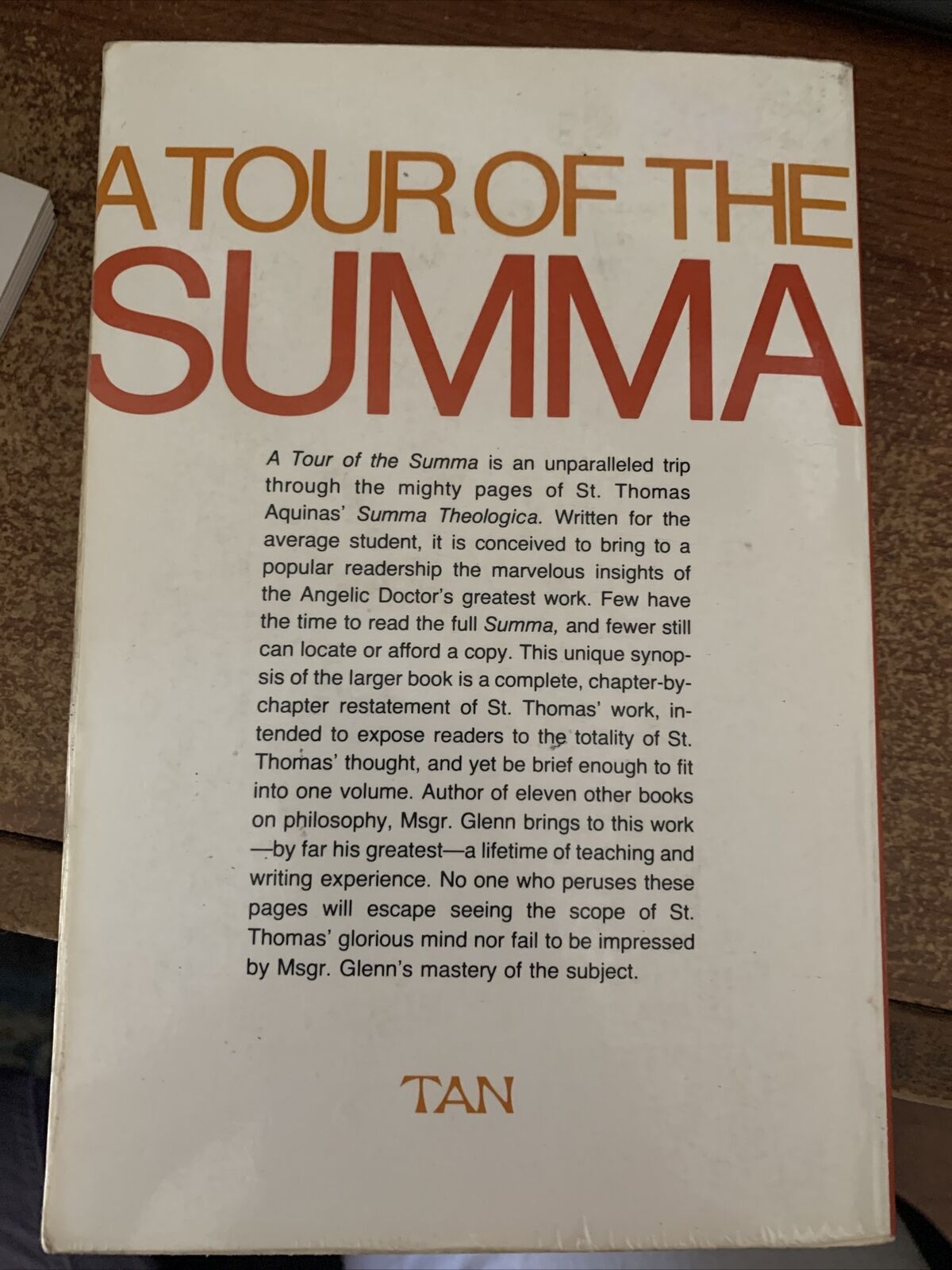 A TOUR OF SUMMA, GLENN, NEW 1978 466 PAGE TAN BOOK, 5TH PRINTING, FREE SHIPPING
