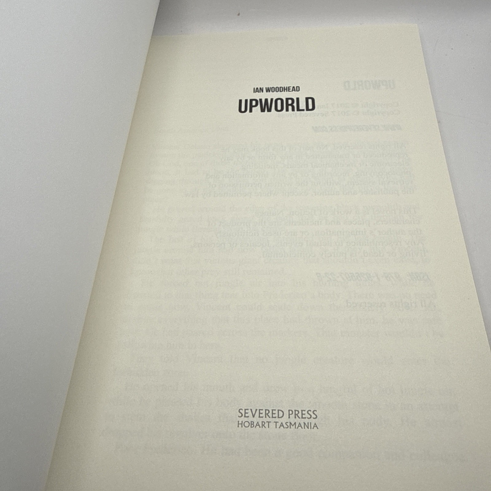 Upworld: A Lost World Adventure by Ian Woodhead Severed Press 2017 First Ed Pr