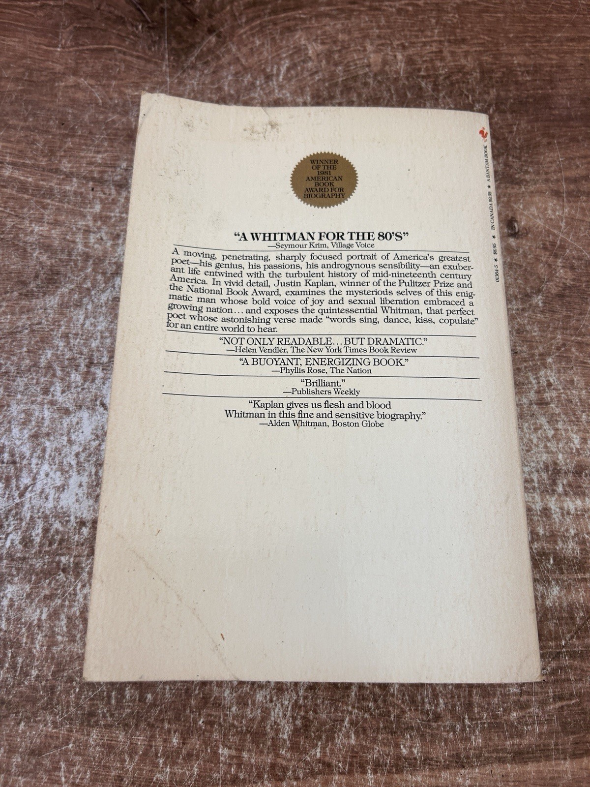 Walt Whitman, A Life – Hardcover By Kaplan, Justin – GOOD
