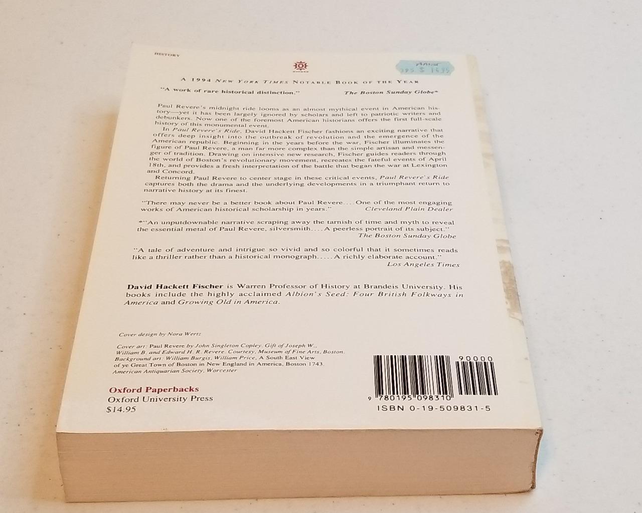 Paul Revere’s Ride by David Hackett Fischer (1995, Trade Paperback)