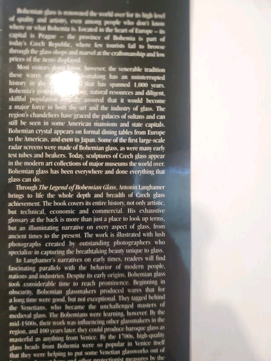 THE LEGEND OF BOHEMIAN GLASS: A THOUSAND YEARS OF By Antonin Langhamer EXCELLENT