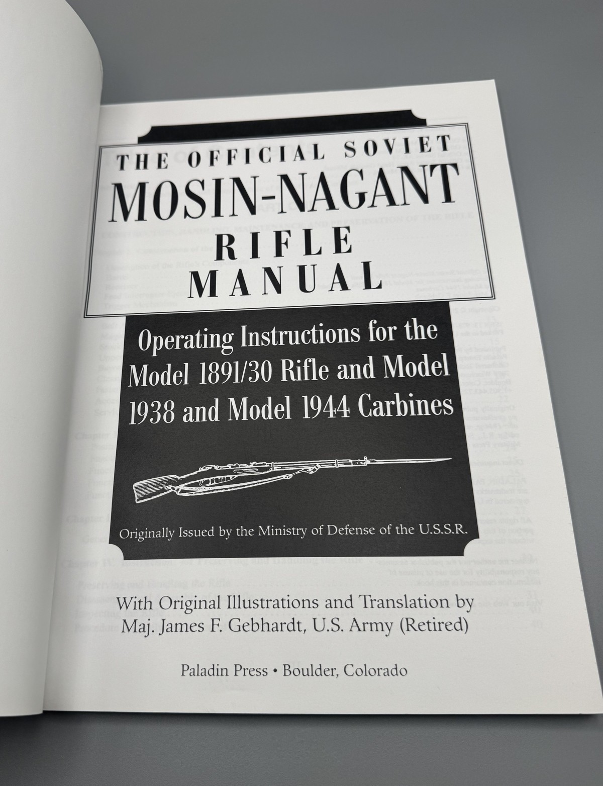 Official Soviet Mosin-Nagant Rifle Manual James Gebhardt Paladin Press