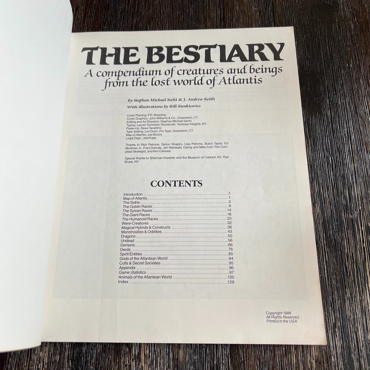 The Bestiary Lost World of Atlantis Keith Sechi 1986 Bard Games RPG Supplement