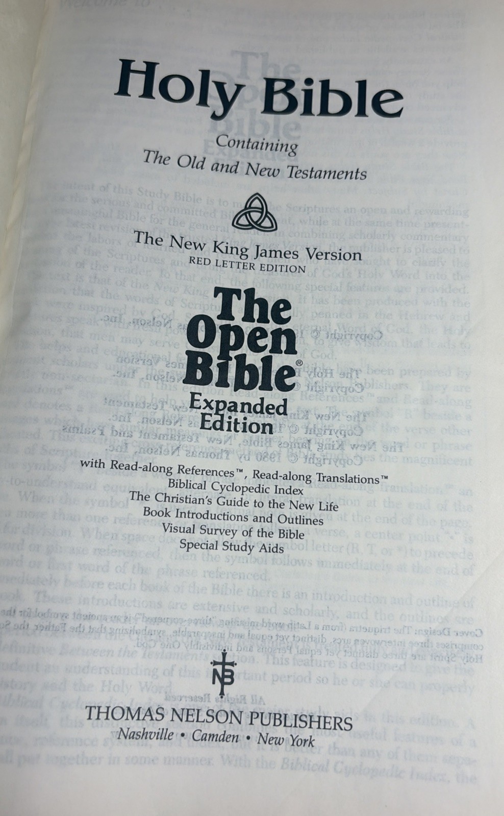 The Open Bible Expanded Edition NKJV Red Letter Genuine Leather 1987 Nelson