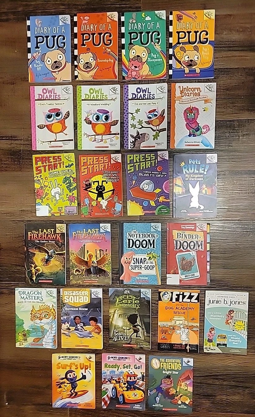 LOT 27 BRANCHES CHAPTER BOOKS: DIARY OF PUG +Owl Diaries +PRESS START HomeSchool