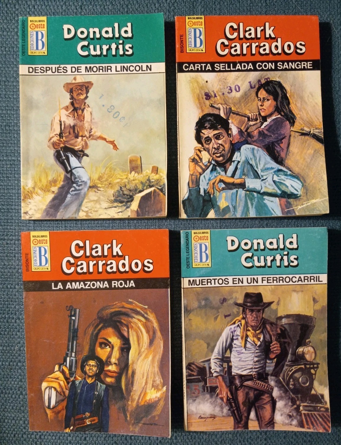 DONALD CURTIS / CLARK CARRADOS WESTERN NOVELAS Lot of 4 PB UNREAD Condition!