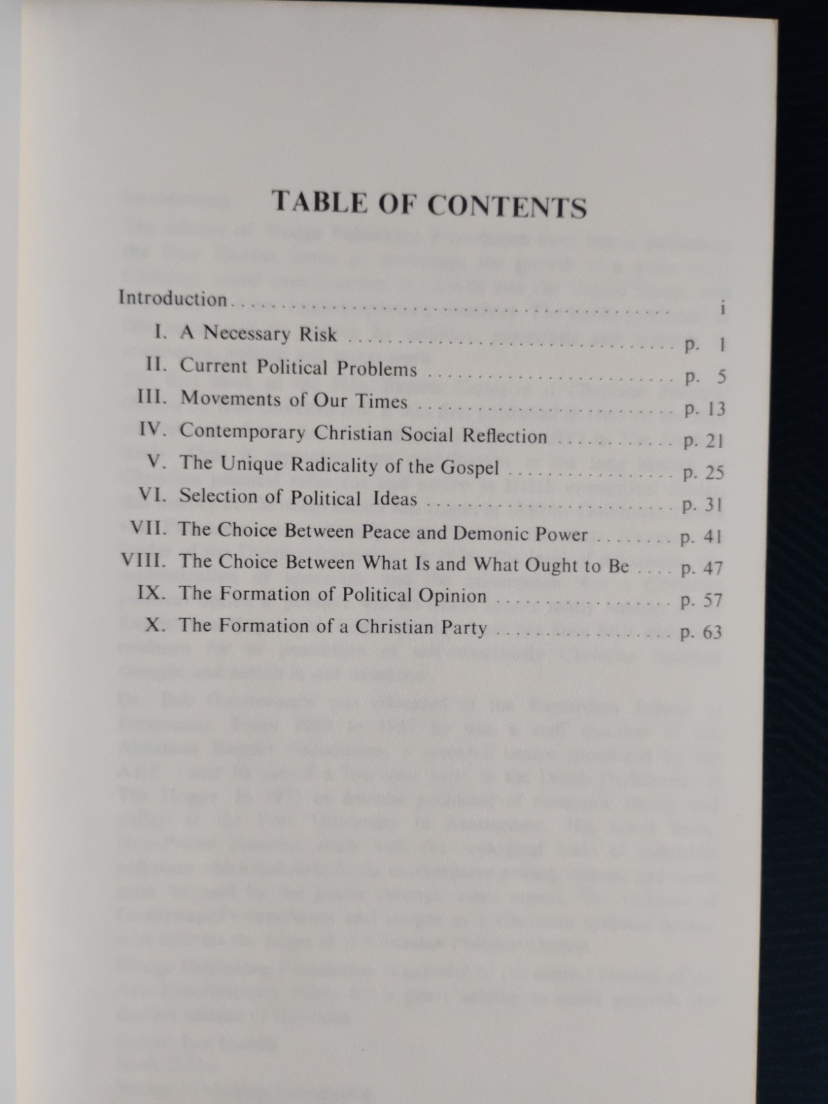 A CHRISTIAN POLITICAL OPTION (1972 TPB) by Bob Goudzwaard – Hard To Find!