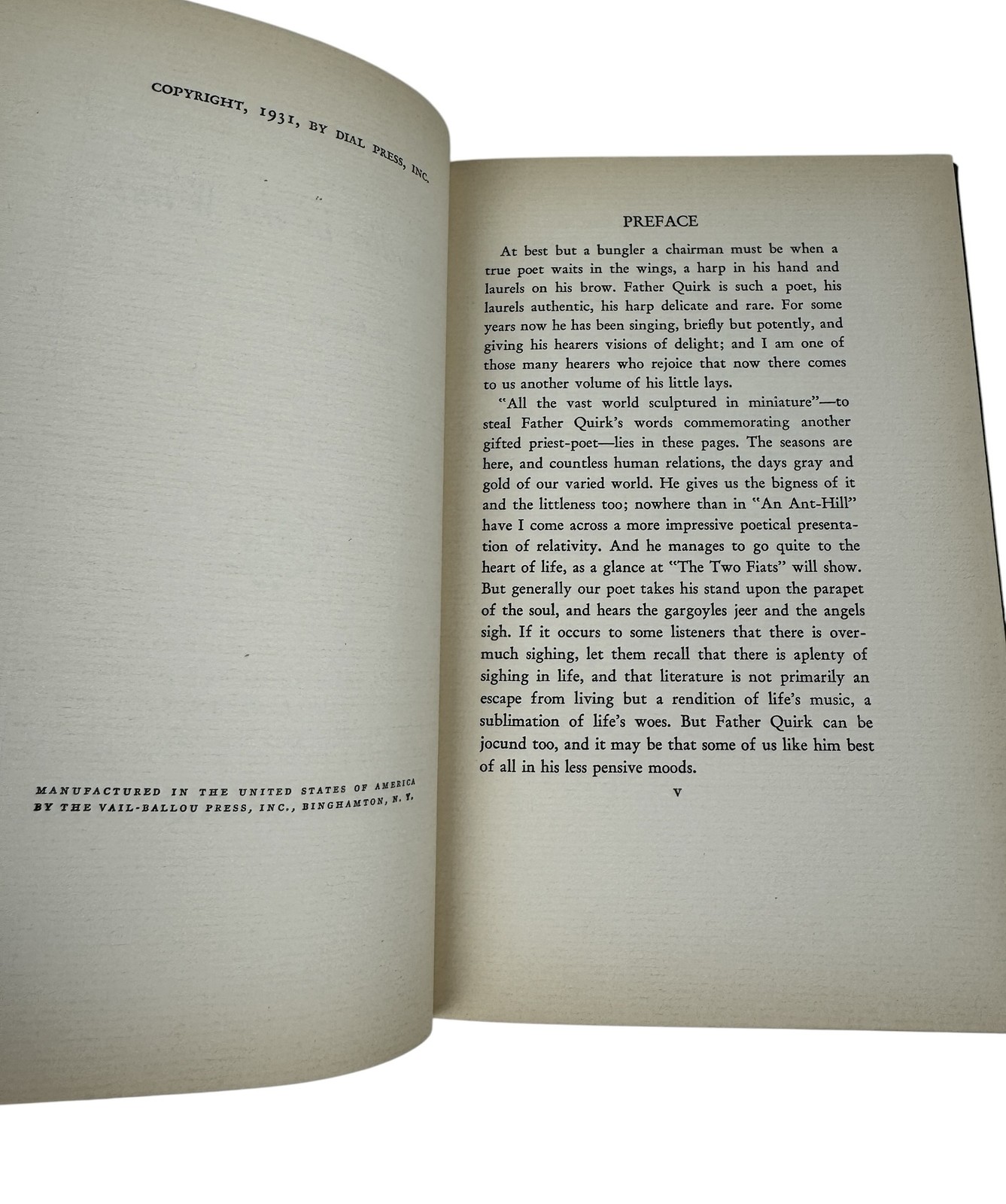 Candles in the Wind by Charles J. Quirk S.J. 1931 Poetry Book The Dial Press