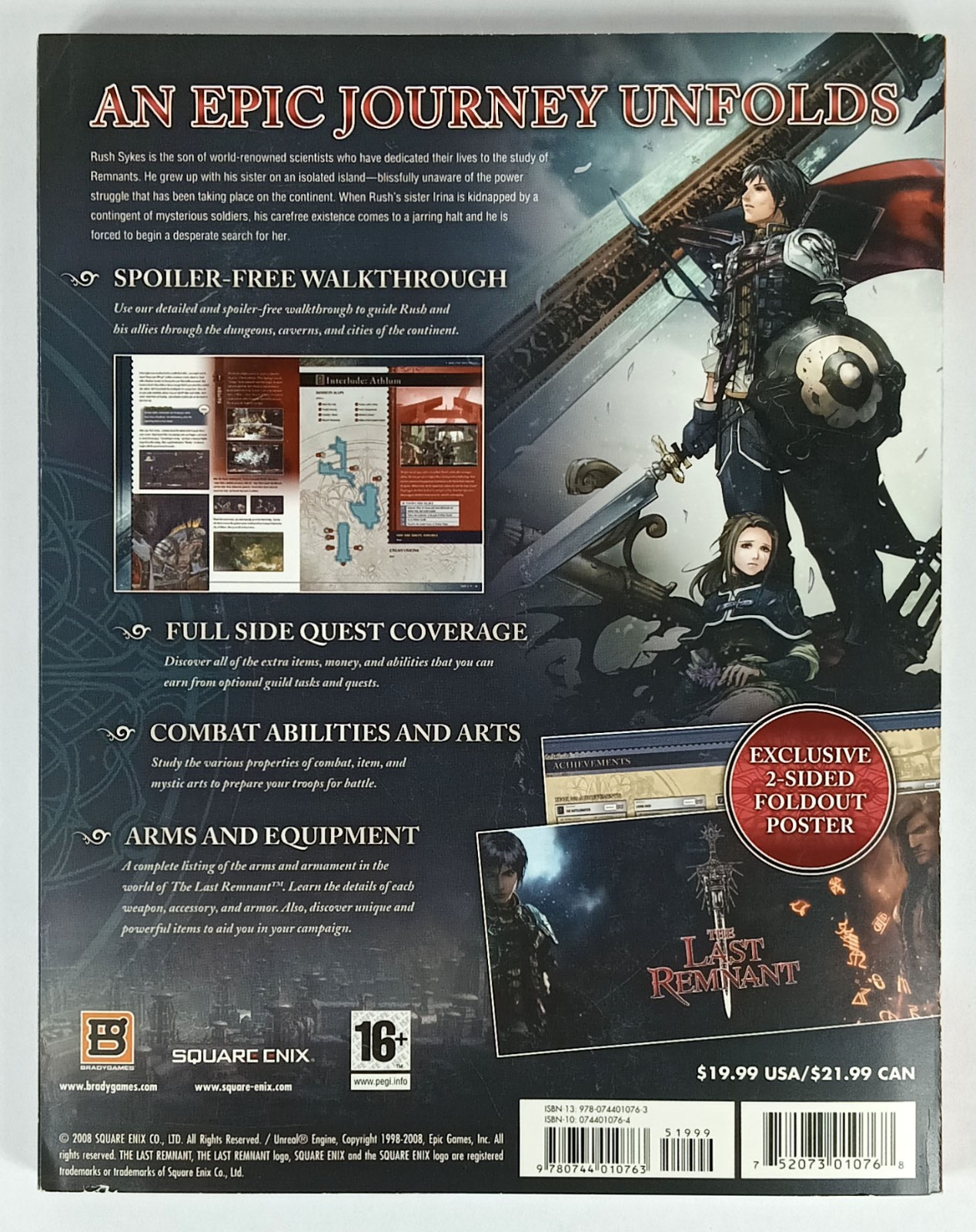 Last Remnant Game Strategy Guide 2008 Brady Games w/ 2-Sided Foldout Poster