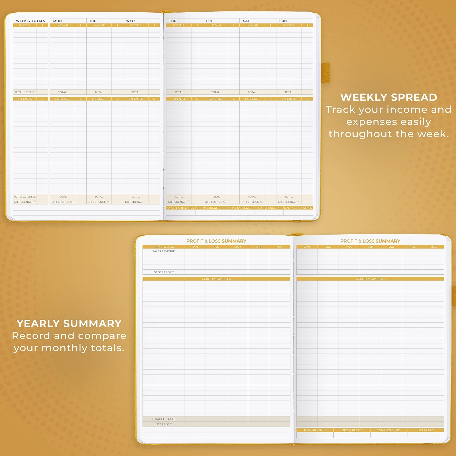 Large Income & Expense Tracker Ledger Book – 2-Year Accounting Notebook for Smal