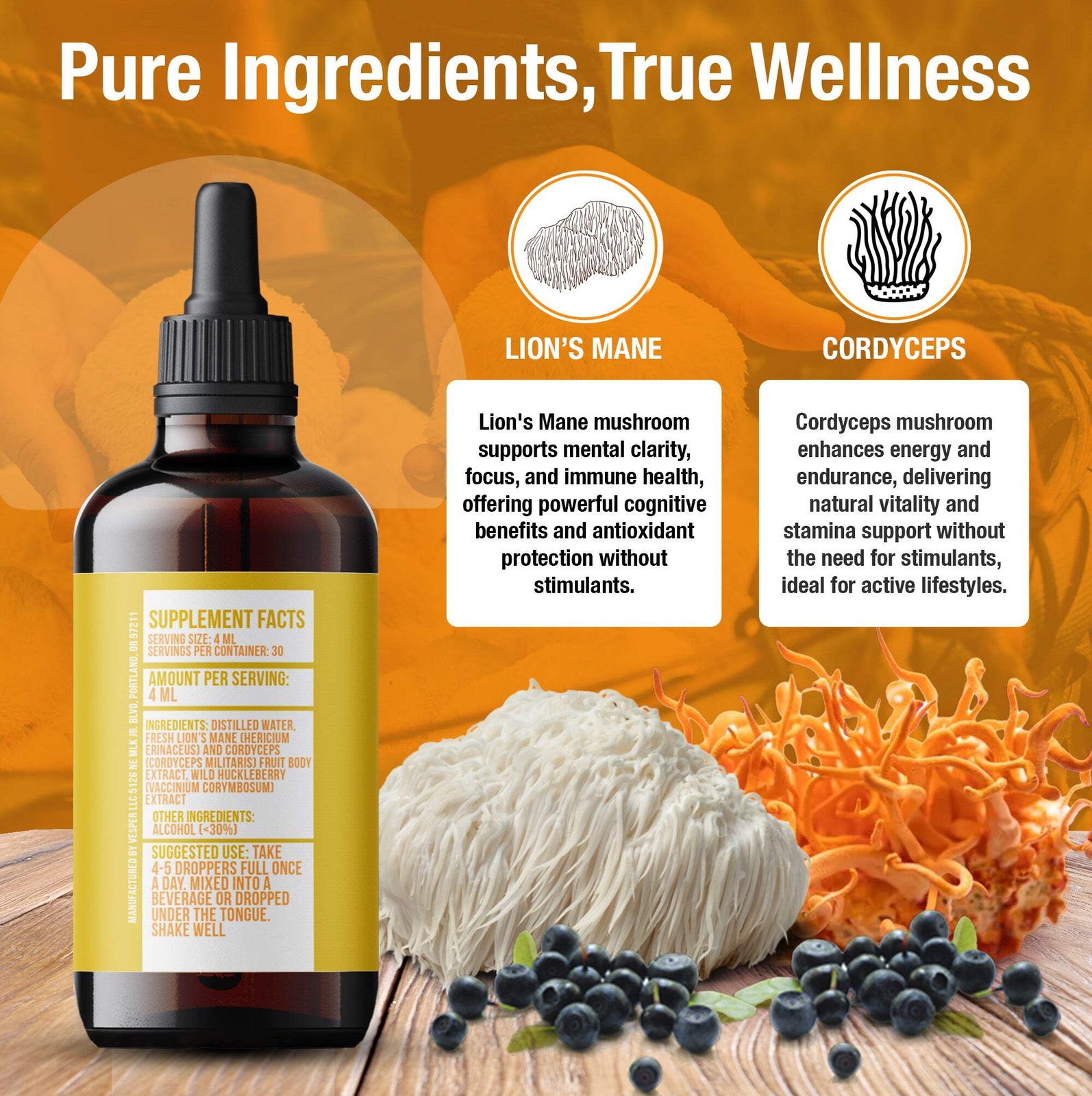 Gold Metal – Cordyceps and Lion’s Mane Blend – (4oz./120ML)