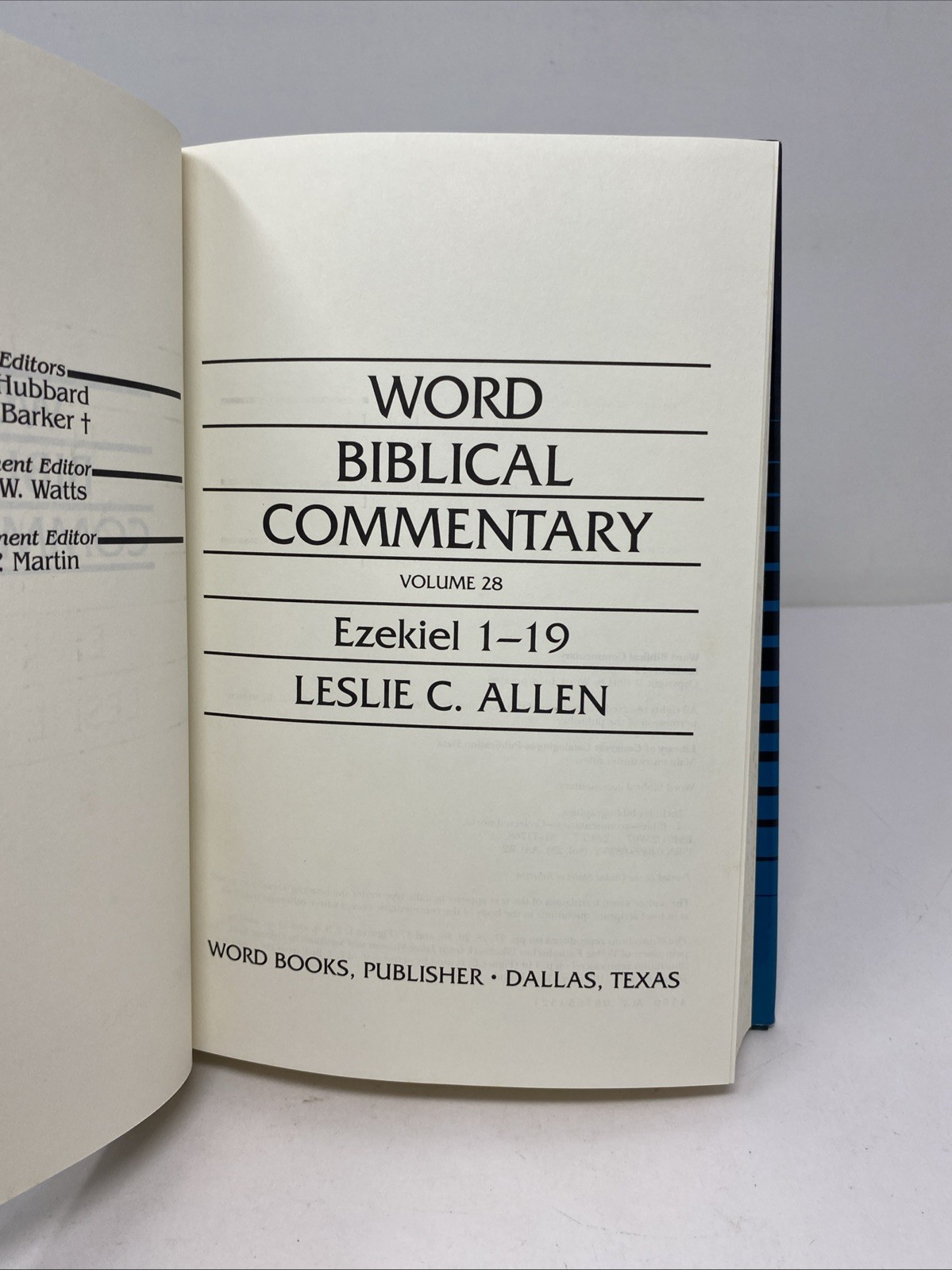 Ezekiel 1–19 Word Biblical Commentary Vol 28 (1994, HC/DJ) Allen Unmarked Pages
