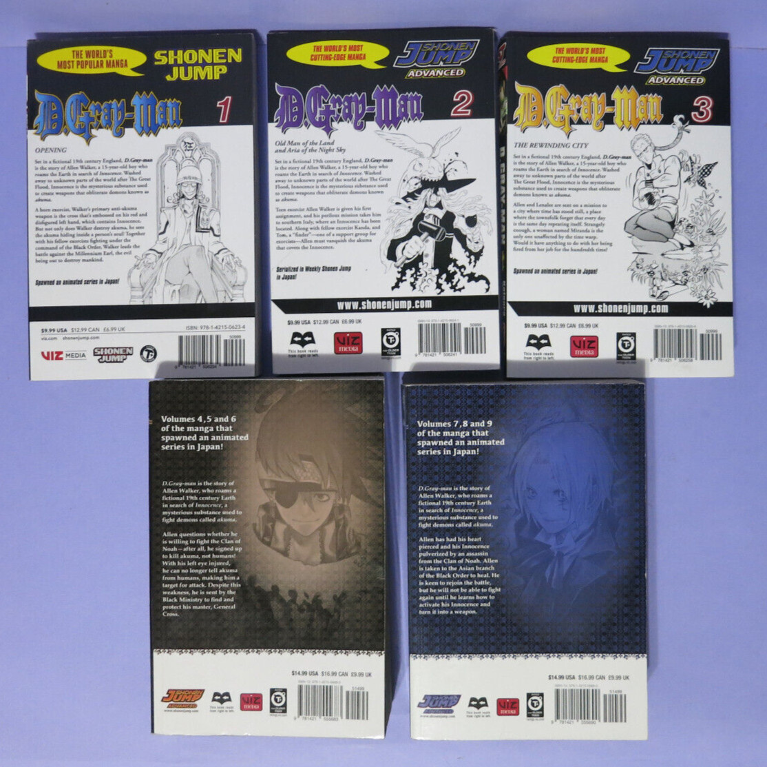 D. Gray Man by Katsura Hoshino Books 1, 2, 3, 4-5-6, & 7-8-9 in 5 PB Manga