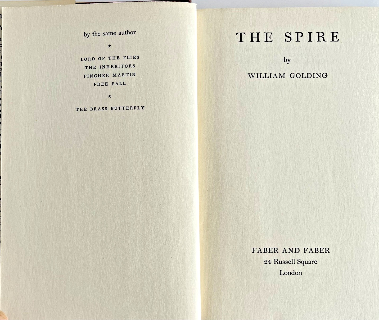 William Golding- The Spire 1st UK Edition 1964 Faber & Faber HC Unclipped DJ