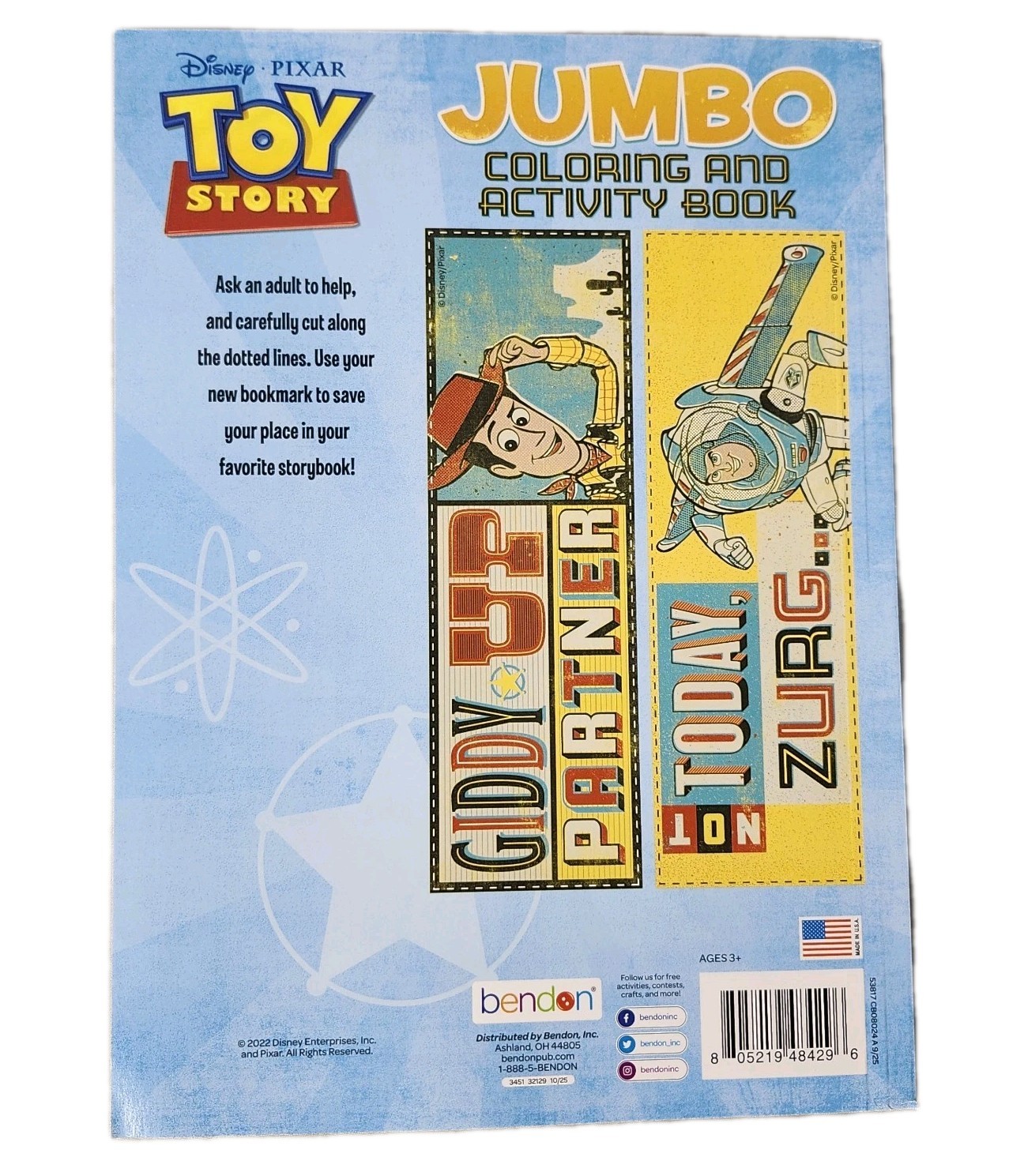 Toy Story Woody Buzz Lightyear Disney Pixar Activity Color Coloring Book bendon