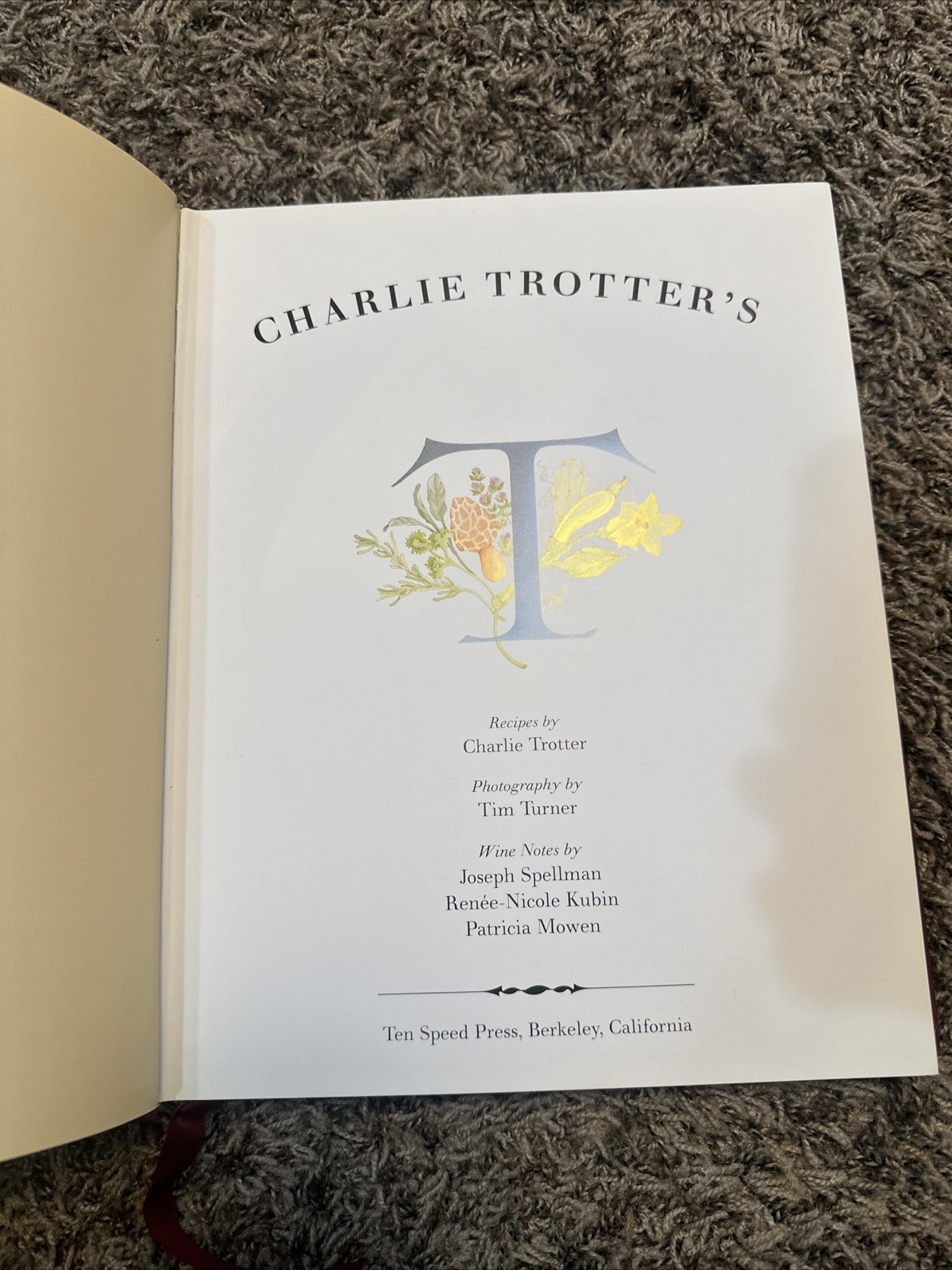 Vintage 1994 Charlie Trotter’s Cookbook Chicago Hardcover Ten Speed Press