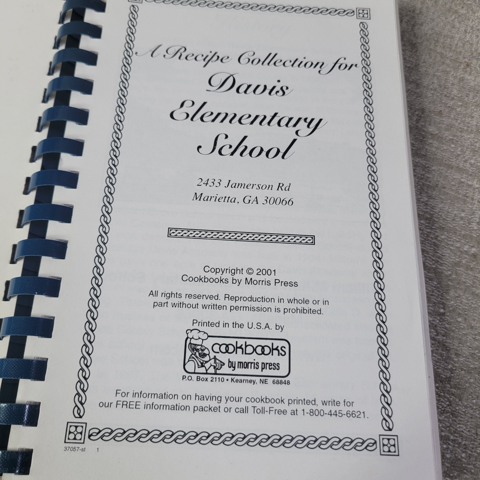 Morris Press Cookbook Davis Elementary School Recipe Marietta GA Spiral