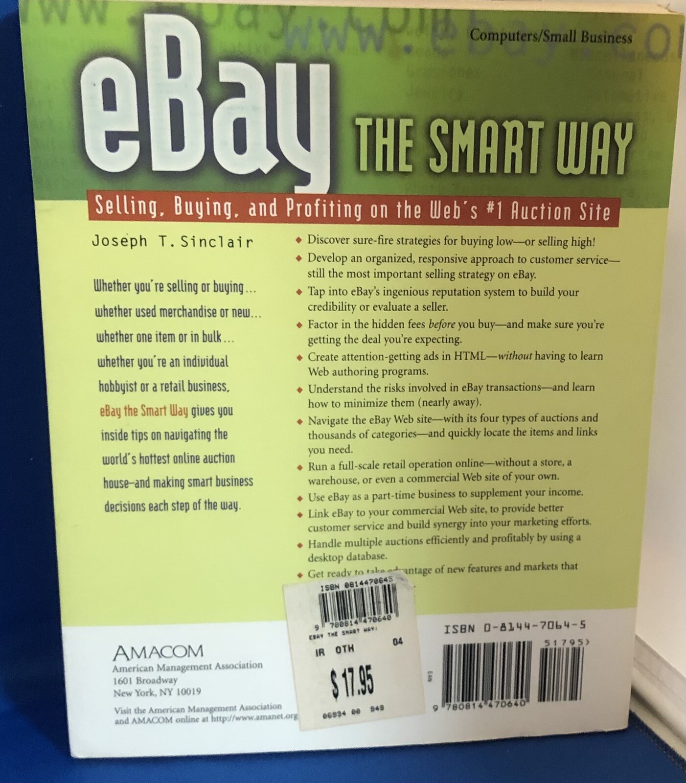 Ebay THE SMART WAY Auction Guide 2000 Paperback Joseph Sinclair 418 Pages