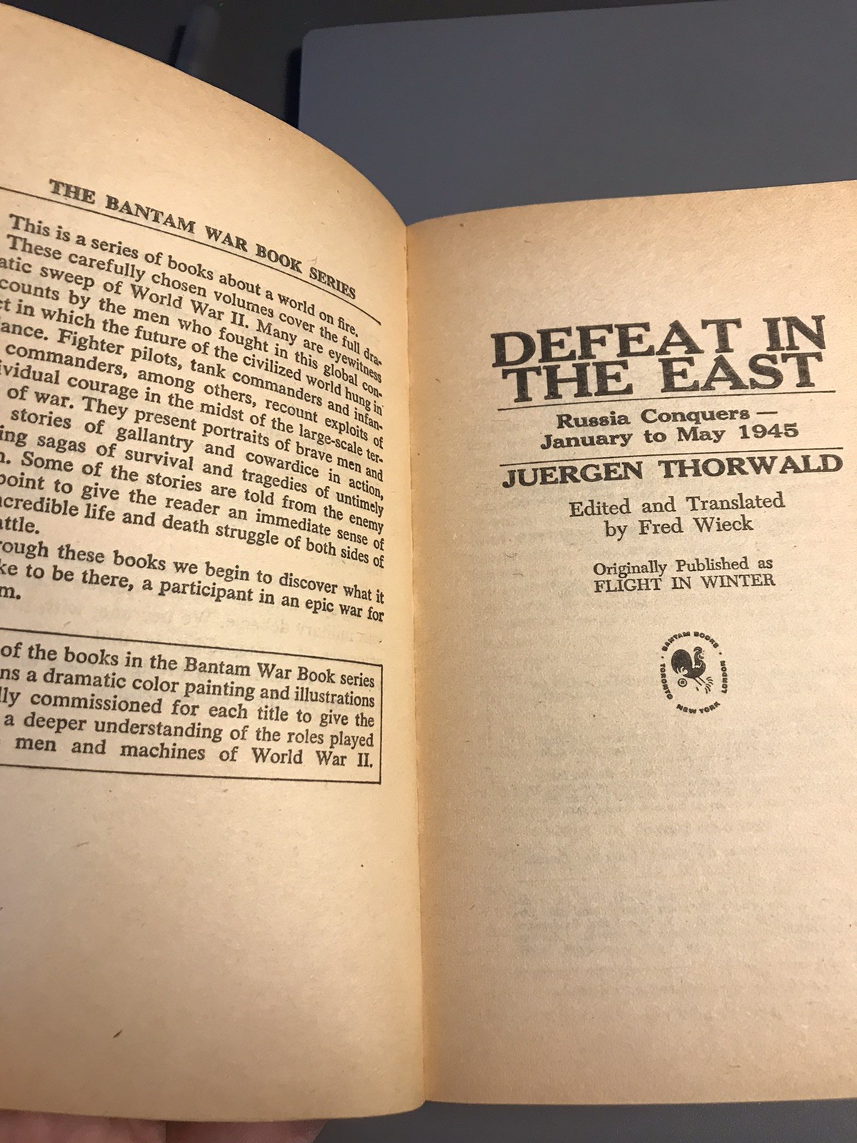 Defeat in the East by Juergen Thorwald (1980 Bantam War Book 1980 – Publ 1951)