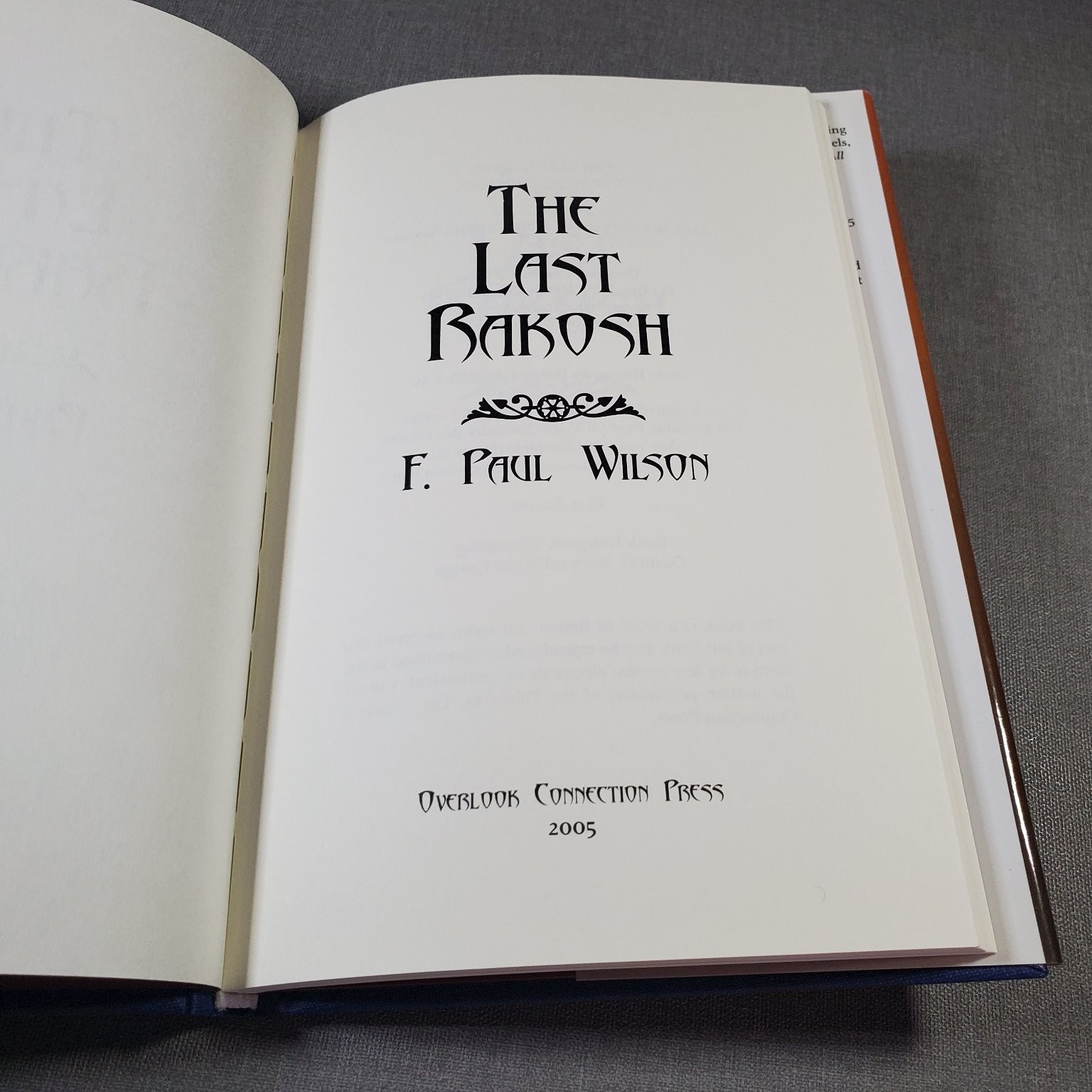 The Last Rakosh F. Paul Wilson 2005 First Edition Signed Limited Hardcover OCP