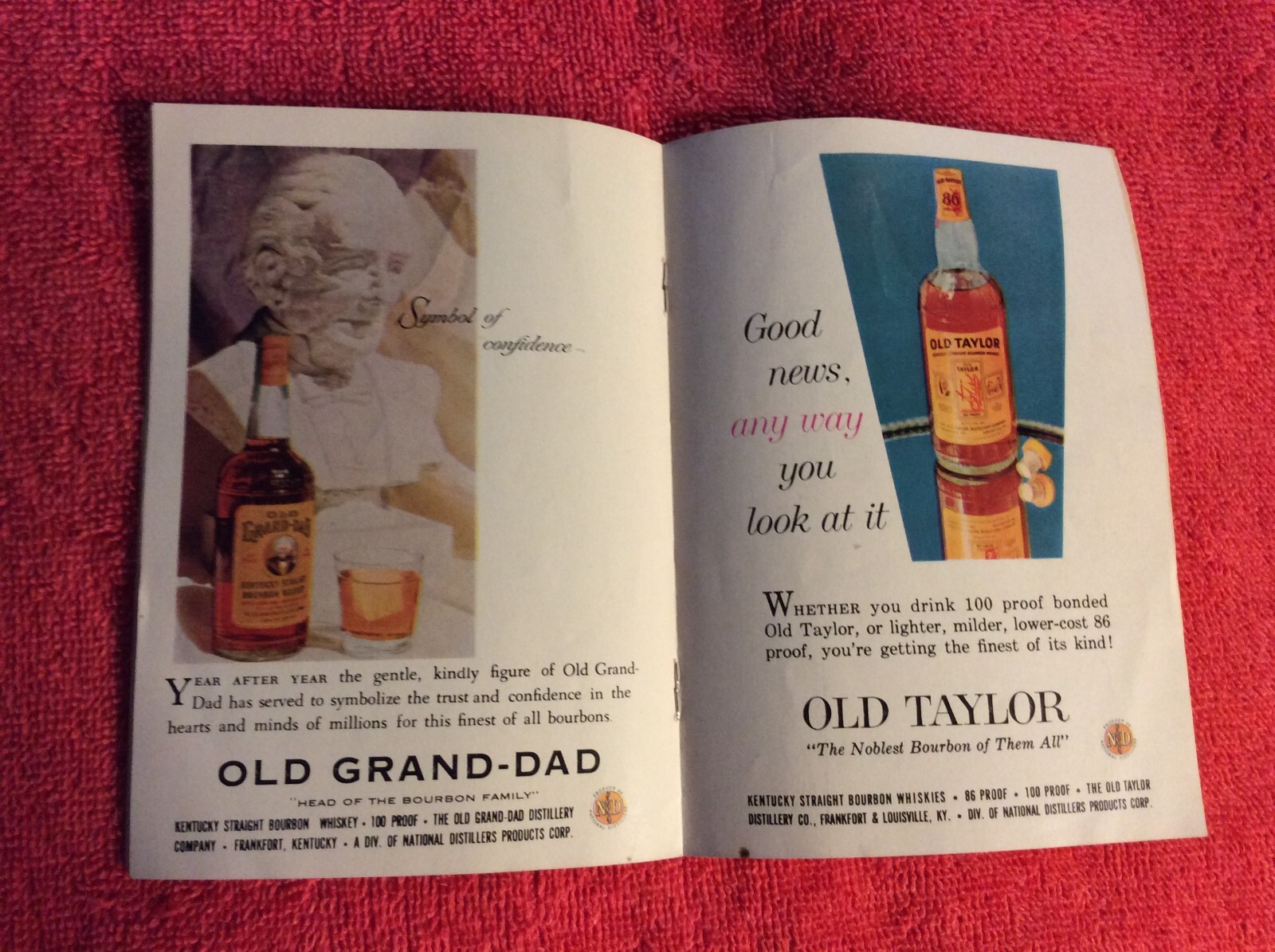 PRESIDENTIAL HANDBOOK 1956 OLD TAYLOR GRAND-DAD ADS