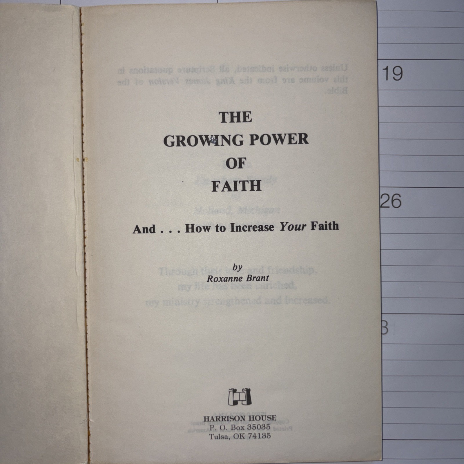 The Growing Power of Faith – Roxanne Brant – 1980 – 105 pages
