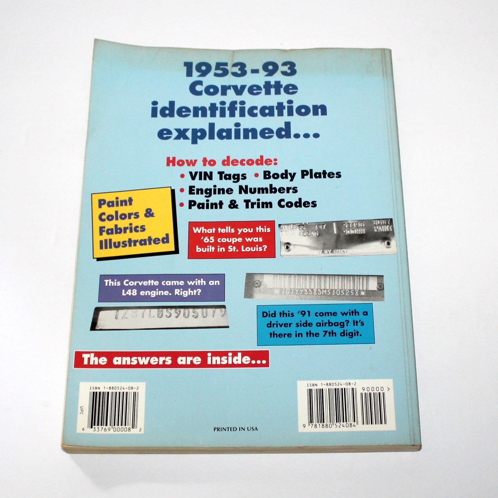 Catalog of Corvette ID Numbers 1953 – 93 Car & Parts magazine 1993 vtg