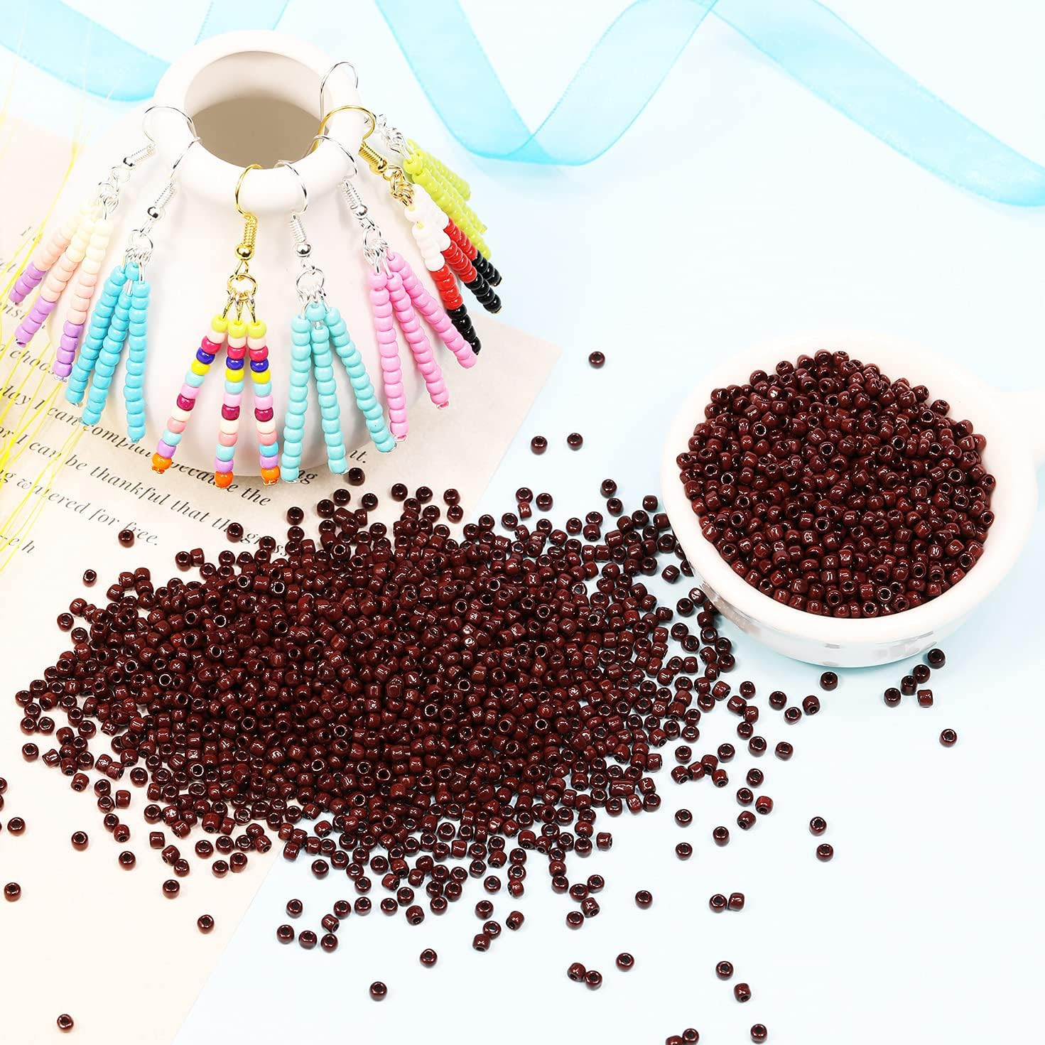 Opaque Coffee Color 3Mm Seed Beads about 3600Pcs/100Grams in Bag, 8/0 Glass Craf