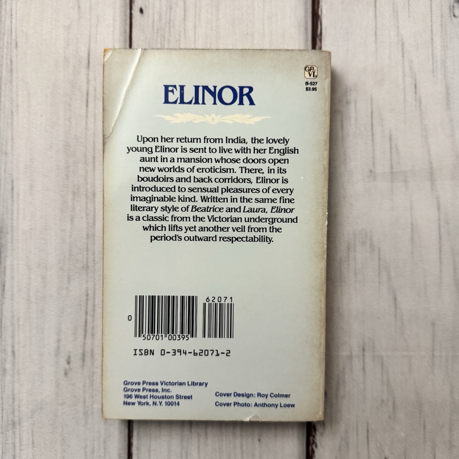 Vintage Erotic Smut PB Elinor A Victorian Novel Anonymous Grove Press 1985