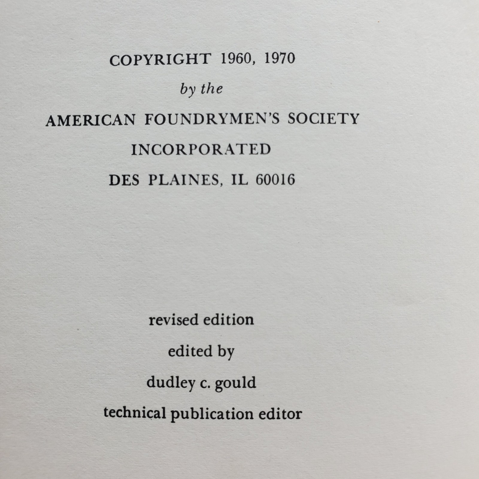 Patternmaker’s Manual Third Edition 1970 American Foundrymen’s Society Hardcover