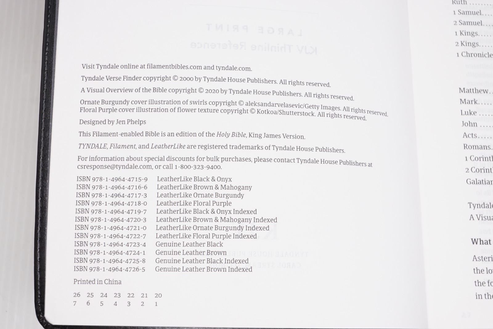 KJV Large Print Thinline Filament Enabled Reference Bible Tyndale Red Letter