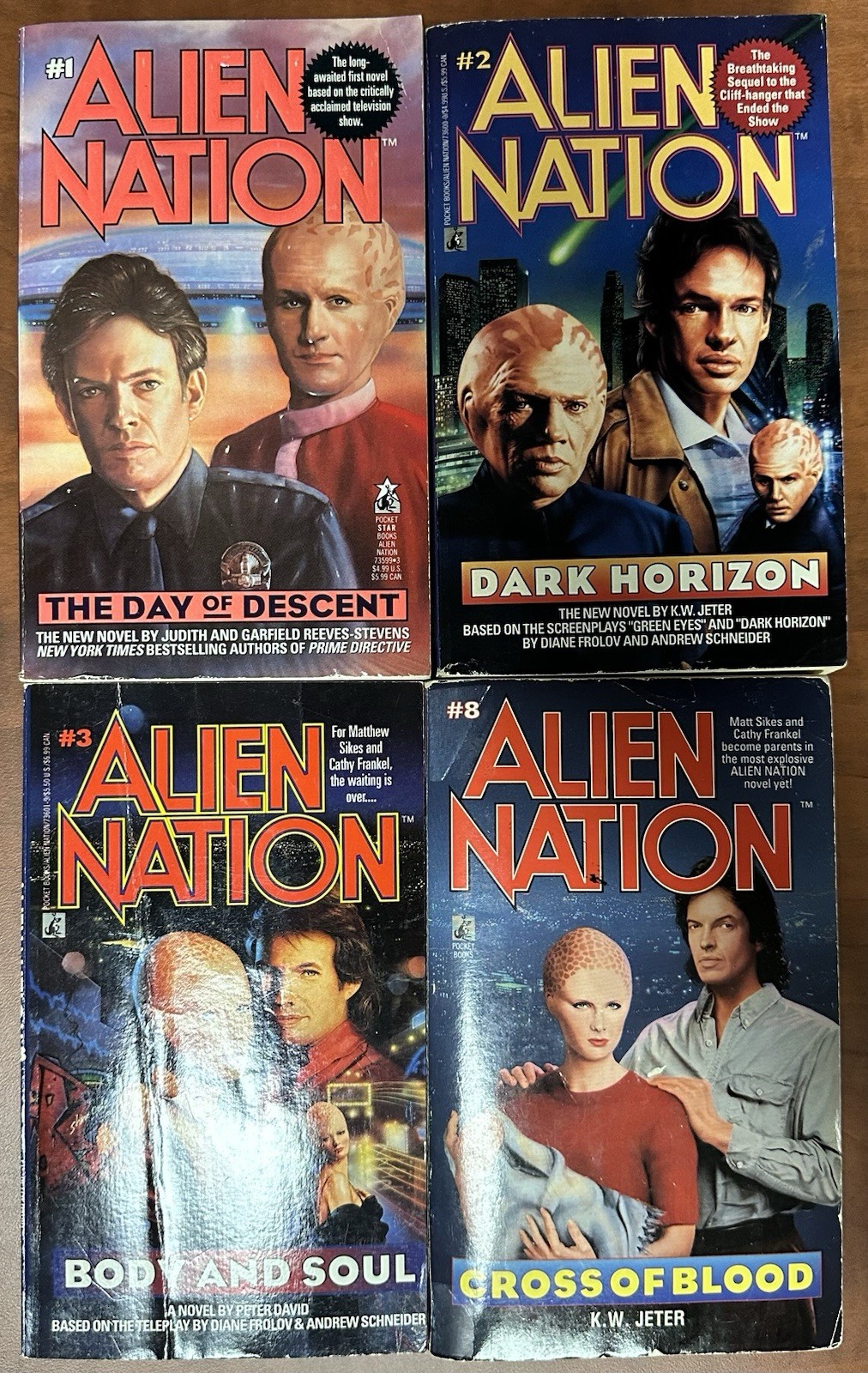 LOT (4) ALIEN NATION 1,2,3,8, Pocket Star Paperbacks 1990s 1st Printings, Used
