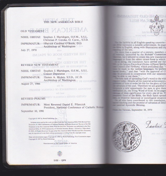 New American Bible – Catholic World Press 2402 Red Letter – Leather Bound LN