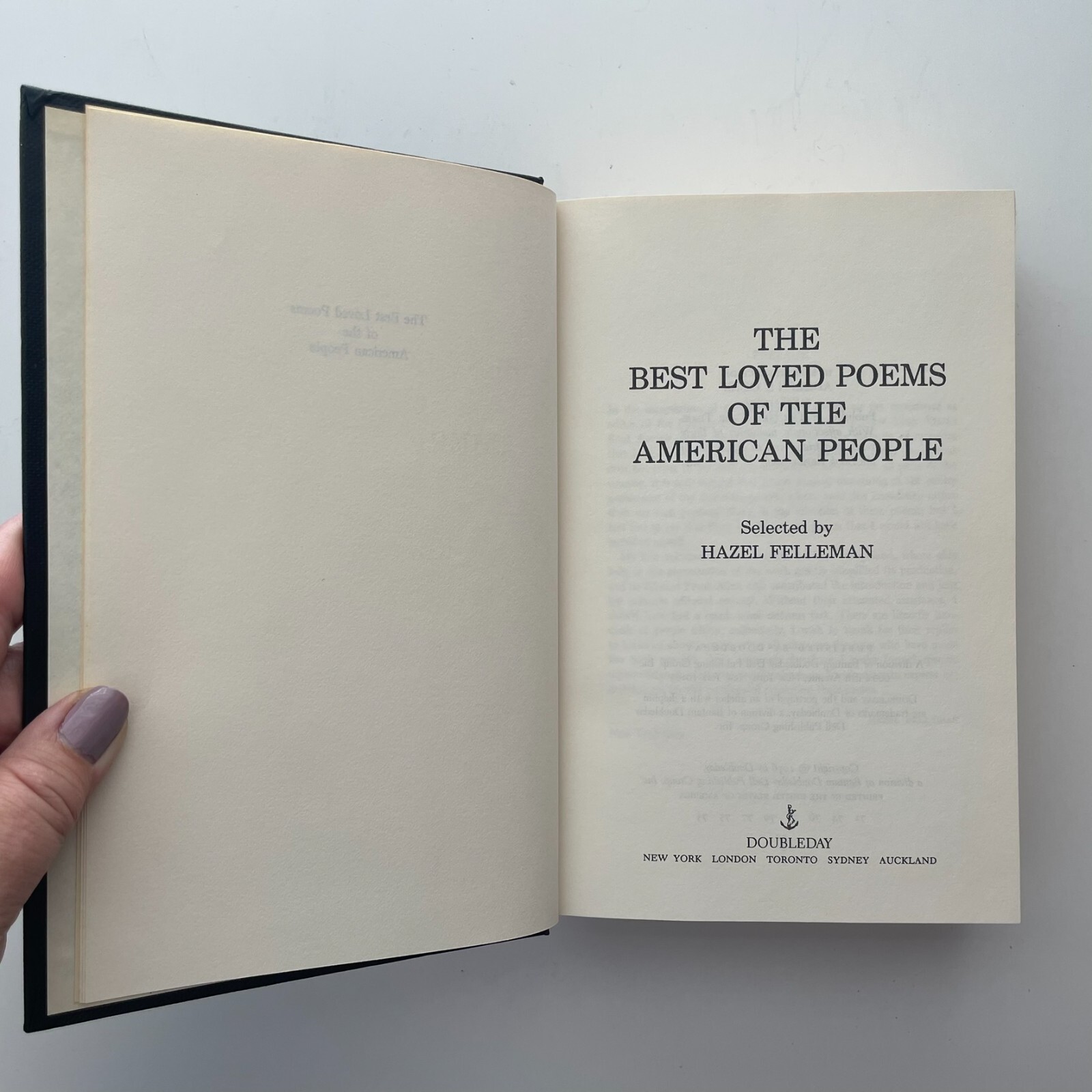 The Best Loved Poems of the American People Hazel Felleman 1936 Excellent Cond.