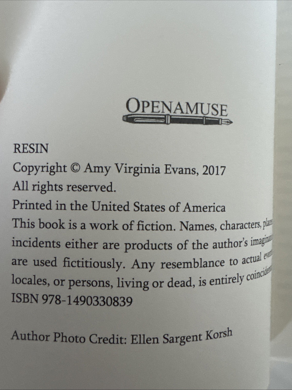 RESIN By Amy Virginia Evans