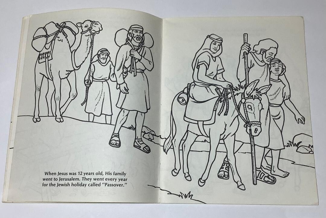 Vintage Life of Jesus Bible Story Coloring Book Warner Press 1988