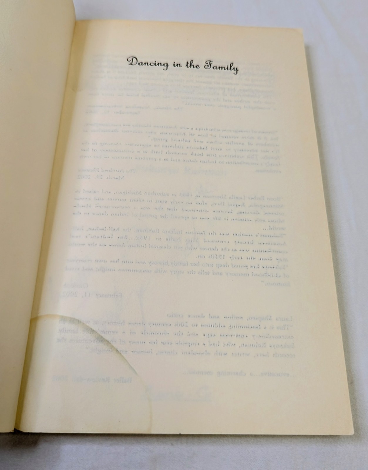SIGNED Sukanya Rahman Dancing In The Family 1st Ed 2004 Indian Classical Dance