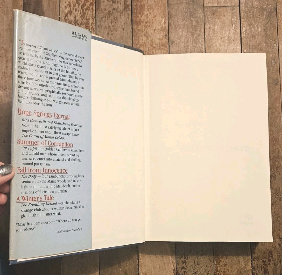 1982. Different Seasons by Stephen King | Viking HCDJ 1st Edition 10th Printing
